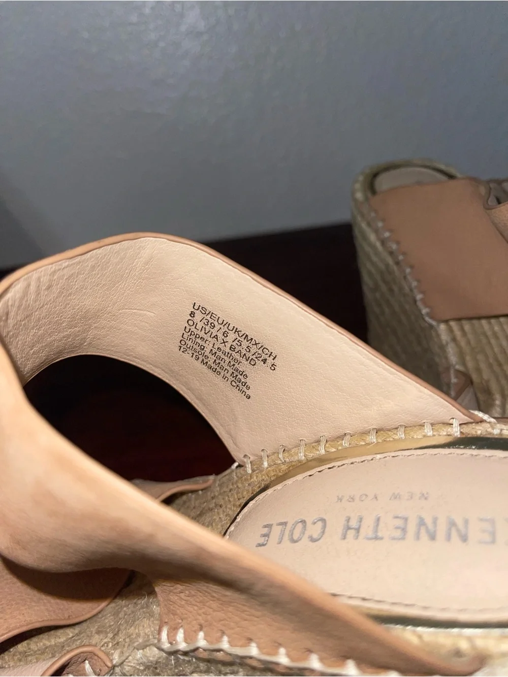 Kenneth Cole Neutral Tan Espadrille Wedge Sandals